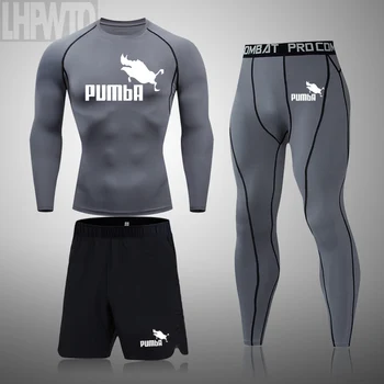Зимен комплект за бягане с дълъг ръкав MMA Rashgarda, Мъжка тениска за бягане, компресия спортни костюми за тренировки във фитнеса, като Втора кожа 4XL