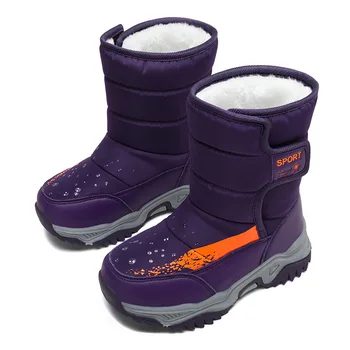 Зимни детски обувки 2023 г., плюшен водоустойчив нескользящая обувки за момчета, ботуши гумени подметки, модни топли обувки за почивка