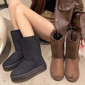 Зимни обувки от естествена телешка кожа, дамски обувки от Австралия, с високо качество, Зимни обувки за жени, топли Botas Mujer 36-42