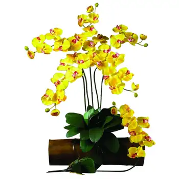 Изкуствени цветя в крака (комплект от 6 броя), жълти