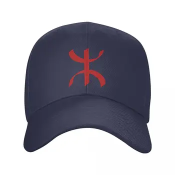 Изработена по поръчка Червена бейзболна шапка със символа на Amazigh Tifinagh за мъже и Жени, Регулируем Шапка Папата с берберским Флага, Улични бейзболни шапки възстановяване на предишното положение