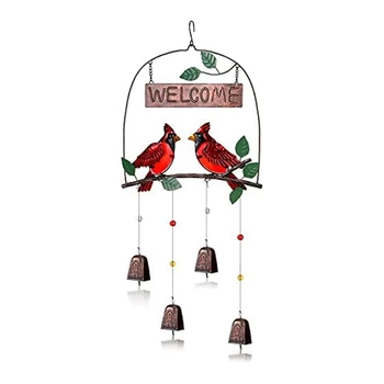 Интериор под формата на колокольчика с птица Кардинал, Окачен декор под формата на колокольчика с червена птица, Коледни украси за дома