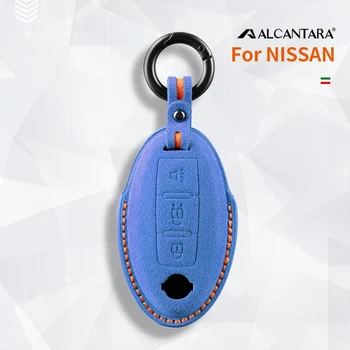 Калъф за ключове на автомобила от Алькантары за Nissan Pathfinder Armada Cube Quest 370Z Versa Tytan Juke Murano Ключодържател