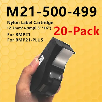 Касета за етикети 20PK, съвместим с Брейди M21-500-499 12.7 Найлонова лента мм Черен/бял 1/2