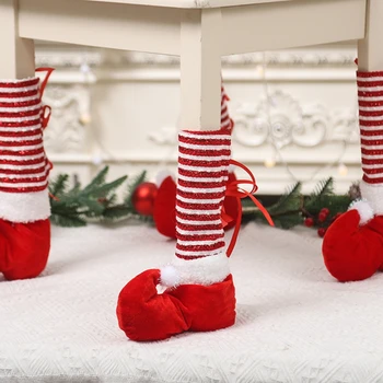 Коледен Елф, Чорапи за краката на стола, Дядо Коледа, Покритие за крака на масата, Мебели, Защита пол за дома, украси за партита