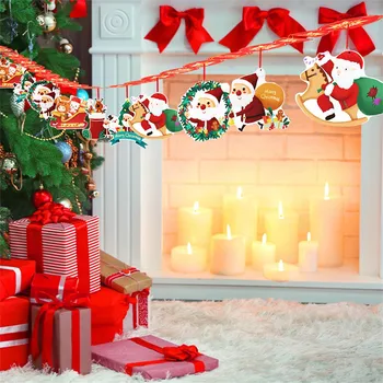 Коледен Карикатура Лосове Венец Знамена Окачени Коледни Украси Коледна Атмосфера Коледна Украса Премахване На