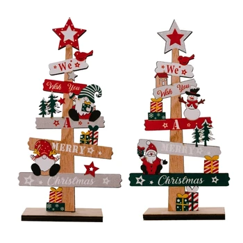 Коледна Украса под Формата на коледно дърво, Дървени Декорации За маса, Коледна украса, Материал дърво, 2 Вида Коледен Декор