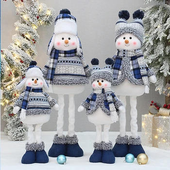Коледна декорация за Дома 2024 Прибиращи Играчки, Подарък за Нова Година Коледен Фестивал Украса в Голям Размер, Син на Снежен човек Кукли