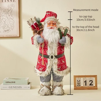 Коледна украса за дома, Нова година 2023, Височина 45 см/30 см, кукла на Дядо Коледа Детски подаръци, Декорации за прозорци Навидад