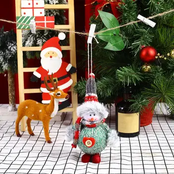 Коледни орнаменти ръчно изработени цветни коледни плюшени играчки, декорации за украса на коледни елхи, домашно парти, Мини Дядо Коледа, Снежен човек