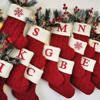 Коледни чорапи, Коледни чорапи 2022, Коледни украси, Масивни бижута за конфетных пакети с Голям капацитет, Червено, бяло