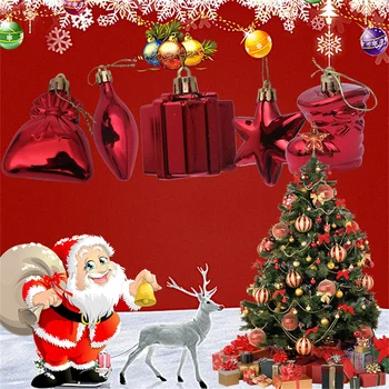 Коледно дърво, Подвесная окачване, Пластмасови Коледни Обувки с петолъчна звезда, Коледа подарък кутия, окачване, 6 бр., Коледна украса