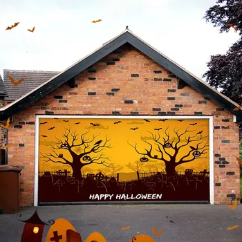 Кърпа за фон гаражни врати на Хелоуин, украса за парти в чест на Хелоуин, Подвесная кърпа за гаражни врати, Индивидуални Гоблени, стена в голям размер