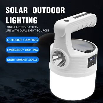 Лампа за къмпинг на открито, лампа за слънчево зареждане, USB Акумулаторна фенерче, 10 режима на осветление, паник лампа, Туризъм, скално Катерене, Риболов