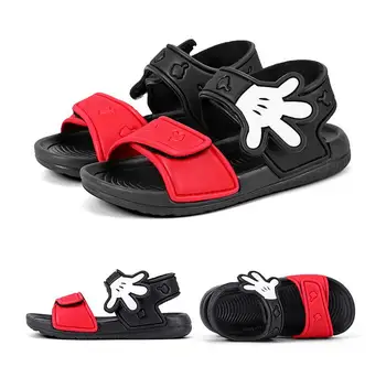 Лятна нова мека нескользящая плажни обувки с Мики Маус, отворените детски сандали, обувки за студенти за момчета и момичета
