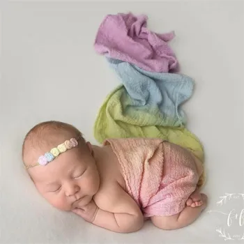 Мек памучен марлевая розова обвивка за снимки на новородени, идеална за сувенири детски снимки, подпори за детска фотосесия