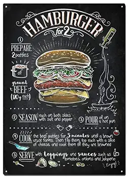 Метални Консервени Означения, Хамбургери, Цветни Плакати на Класическата кухня, гурме, Декоративни Надписи Wall Art Home Decor - 8X12 см (20X30 см