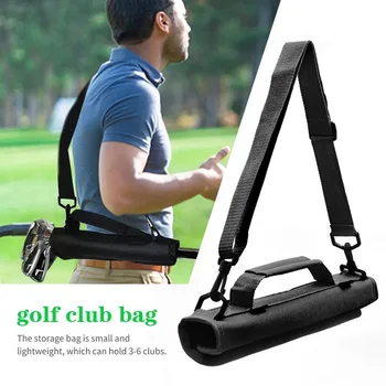 Мини-лека Найлонова чанта за носене на стика за голф, Пътна чанта за носене тренировъчно поле, калъф за голф с регулируеми ремъци плечевыми