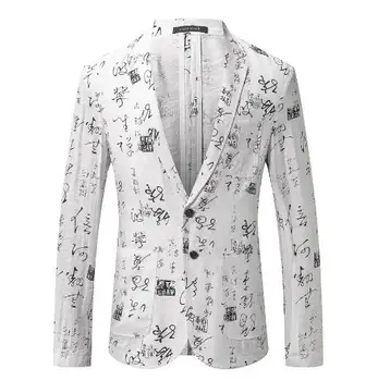 Модерен мъжки костюми на Младоженеца Parttern с принтом, Блейзър, однобортный, оборудвана, копчета, Мъжки бизнес ежедневни блейзери, палта ABB138