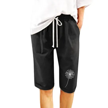 Модерен панталон с пет точки, дамски летни широки плажни шорти, къси панталони с еластичен ластик на кръста и джобове къси панталони женски