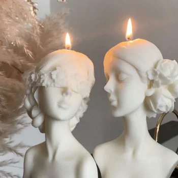Момиче Със Завързани очи Силиконова Форма За Свещи САМ Роза Производство на Свещи За Човешкото Тяло Ароматния Сапун Гипсови Форми Начало Декор на ръчно изработени Подаръци