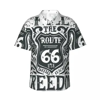 Мъжка риза с къси ръкави Feel The Freedom Route 66, реколта тениски с принтом, тениски, поло, потници