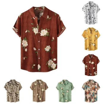 Мъжки Дизайнерски дрехи, Стилни Ежедневни ризи с принтом, Риза с къс ръкав, Сгъваема дъска, Camisas Masculina
