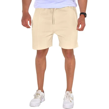Мъжки Летни модни обикновен памук, спортни къси панталони за разходка на открито високо качество
