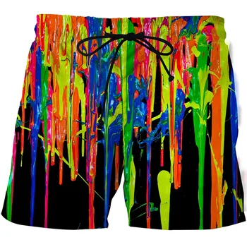 Мъжки летни плажни бански, плажни шорти, бързо съхнещи улични спортни панталони, къси бански с 3D принтом Art Spot мастило