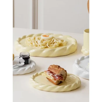 Нещо повече, оригиналният дизайн: лесен однотонная домашна керамична чиния в западен стил за вечеря, закуска, десерт, салата