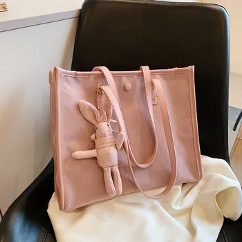 Нова дамска чанта през рамо с принтом, Модни Корея чанта за пазаруване с Голям капацитет, Пътна чанта от естествена кожа