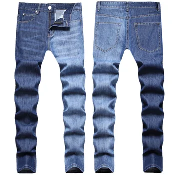 Нови Ежедневни сини дънки Harajuku за мъже в стил хип-хоп и корейския луксозен интериор в стил мозайка, Тънки Дънкови Панталони Големи Размери, Памучни Панталони