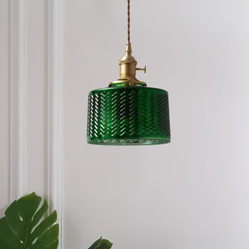 Окачен led лампа от меден стъкло за трапезария, фоайе, апартаменти от страна на леглото, Скандинавски Зелен тавана лампа, led висящи лампи