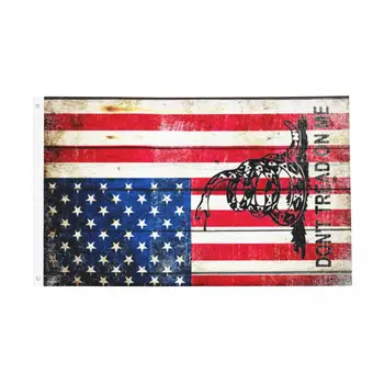 Пепелянка На Американския Знамето На Старите Дървени Табла с долно Оттичане Флаг Банер Не Наступай Ме Гърмяща Змия Украса Хартата Гадсдена 3x5 ФУТА