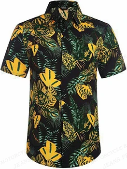 Плажни Ризи с 3D Принтом на Кокосовата Палма, Хавайски Ризи с къс Ръкав, Мъжки Блузи, Риза с Тропически Растения, Cuba Camisa, Мъжки Дрехи