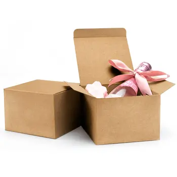 Подаръчни 50 Опаковки Кафява Кутия от Крафт-хартия с Капак, Вечерни Кутии за Кифли, Сватбени Коледни Сгъваеми Кутии за Предложения