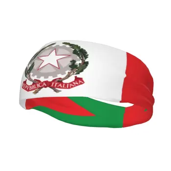 Превръзка на главата с емблемата на Италия, Дамски и мъжки, Нескользящий Италиански Флаг, впитывающий влагата, Спортна превръзка на главата за футбол