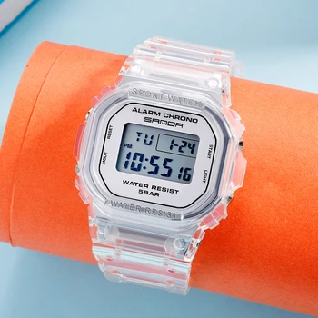 Прозрачни спортни часовници Дамски Мъжки led цифров часовник Дамски електронни часовници 50 м водоустойчивост Relogio Feminino