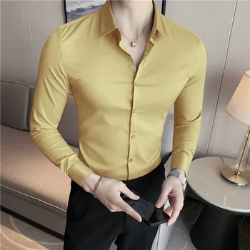 Пролет-Есен Мъжка Риза поло с дълъг ръкав, Мъжки Ежедневни Мода в памучна риза Slim Fit, Мъжки блузи с военна бродерия Tactic Y70