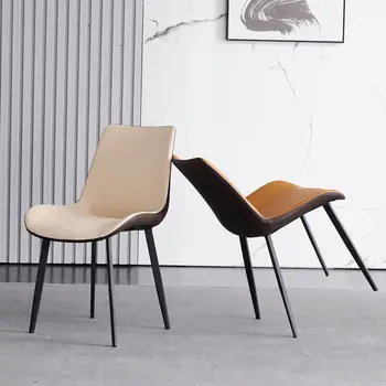 Прост стол с облегалка удобен кожен стол за хранене домакински ютия изкуство скандинавски минимализъм модерен, скандинавски ресторант стол