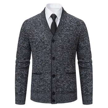 Първокласен нова есенно-зимния брендовый модерен вязаный мъжка жилетка, пуловер, черни корейски ежедневните си палто, сако, мъжко облекло