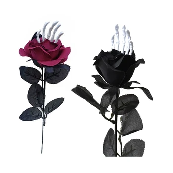 Рози цвете от кости на ръката на Хелоуин за обитаван от духове къща Декорация за Хелоуин САМ Договореност Букет за домашна Спални