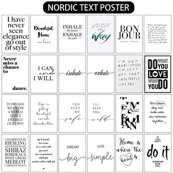 Скандинавските черно-бели букви, монтиране на изкуството, платно, маслени картини, Печат на плакати, минималистичные щампи, картини за всекидневната, домашен декор