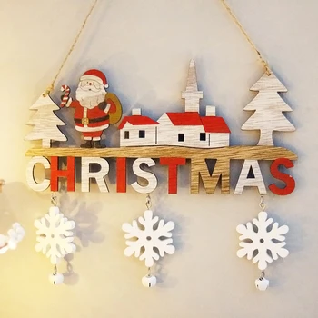 Творчески Дървени Коледни Вратите Висящи Украшения На Стената Коледна декорация за дома Naviidad Вратите окачване честита Нова година