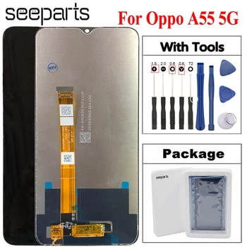 Тестван Добре Дисплей За OPPO A55 5G LCD Сензорен дисплей, Дигитайзер, В Събирането, Замяна За телефон Oppo A55 PEMM00 6,5 