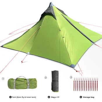 Туристическа палатка е за 1-2 човека, лека Водоустойчив палатка-вигвам за нощуване на открито, Пирамидални шатра, Покривала за разходки, Подслон