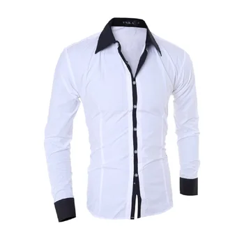 Тънки ризи в контрастен цвят с квадратна яка Рокля-риза с дълъг ръкав, Модерна Блуза За официални срещи, Camisa, Бизнес Офис облекло