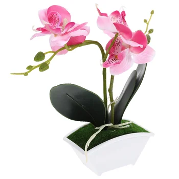 Украса за масата, Пролетни украса от изкуствени орхидеи, Саксии, имитация на пластмаса, фалшиви мини орхидеи Бонсай, изкуствени растения