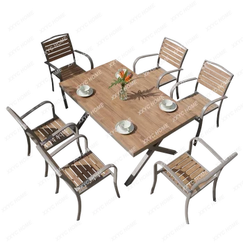 Уличен пластмасов дървена маса и стол, вътрешен двор, Водоустойчив и солнцезащитная Антисептическая комбинация от дърво, Кафене за почивка