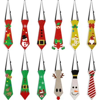 Фетровый Коледен Вратовръзка, Коледна украса, Снежен човек, Лосове, Коледно Дърво, Вратовръзка, Украса за партита, Навидад, Коледа е Коледен подарък за деца